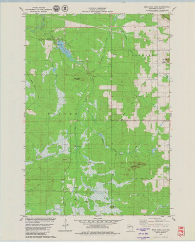 United States Geological Survey Rock Dam Lake, WI (1979, 24000-Scale) digital map