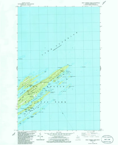 United States Geological Survey Rock Harbor Lodge, MI (1985, 24000-Scale) digital map