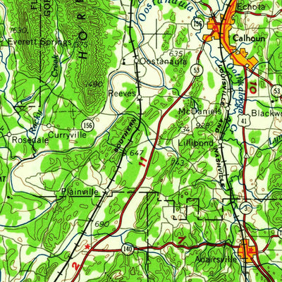 United States Geological Survey Rome, GA-AL-TN-NC (1963, 250000-Scale) digital map