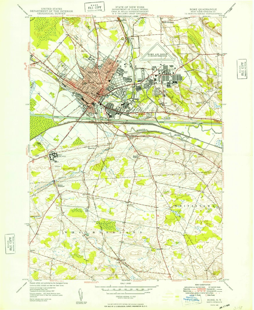 Rome, NY (1949, 24000-Scale) Map by United States Geological Survey ...