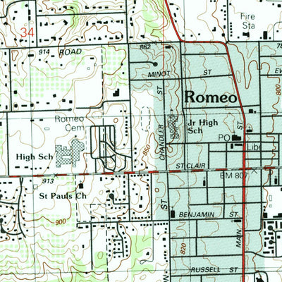 United States Geological Survey Romeo, MI (1991, 24000-Scale) digital map