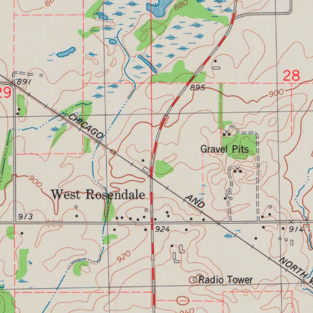 Rosendale, WI (1980, 24000Scale) Map by United States Geological