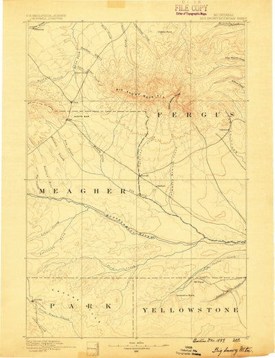 United States Geological Survey Roundup W, MT (1889, 250000-Scale) digital map