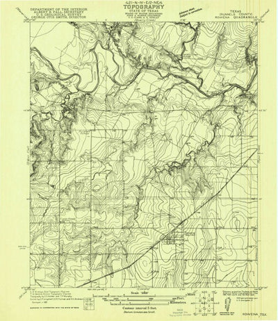 United States Geological Survey Rowena, TX (1921, 31680-Scale) digital map