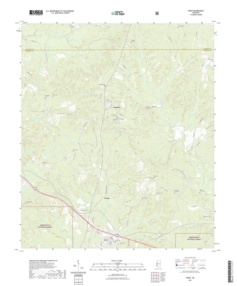 Roxie, MS (2021, 24000-Scale) Map by United States Geological Survey ...