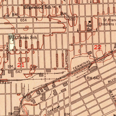 United States Geological Survey Royal Oak, MI (1952, 24000-Scale) digital map