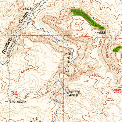 United States Geological Survey Russell Gulch, MT (1955, 24000-Scale) digital map