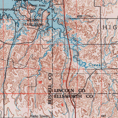 United States Geological Survey Russell, KS (1985, 100000-Scale) digital map