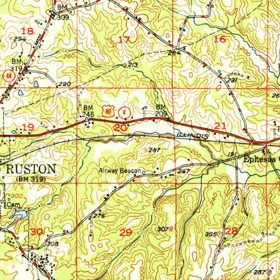 United States Geological Survey Ruston, LA (1951, 62500-Scale) digital map
