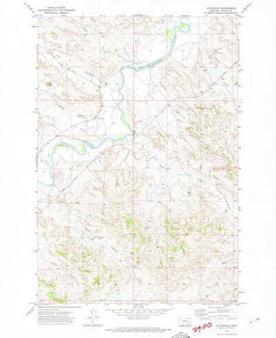 United States Geological Survey S H School, MT (1971, 24000-Scale) digital map