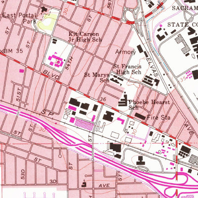 United States Geological Survey Sacramento East, CA (1967, 24000-Scale) digital map