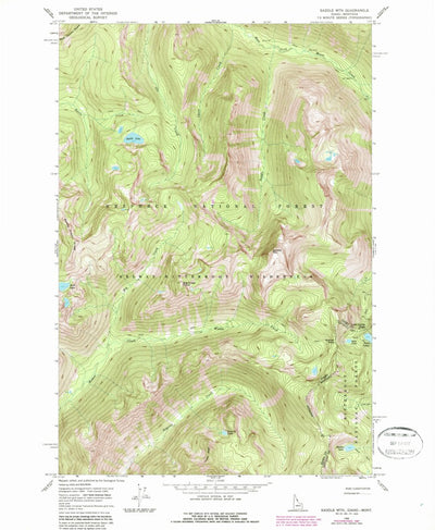 United States Geological Survey Saddle Mountain, ID-MT (1966, 24000-Scale) digital map