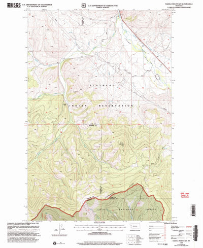 United States Geological Survey Saddle Mountain, MT (1999, 24000-Scale) digital map