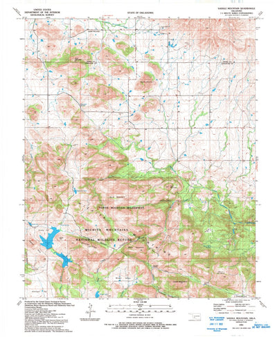 United States Geological Survey Saddle Mountain, OK (1991, 24000-Scale) digital map