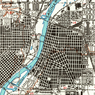 United States Geological Survey Saginaw, MI (1941, 62500-Scale) digital map