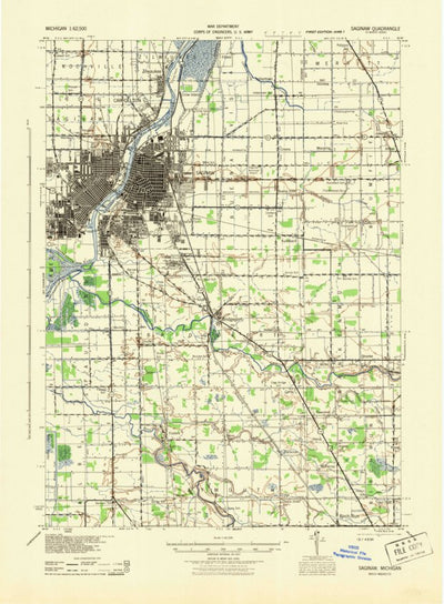 United States Geological Survey Saginaw, MI (1943, 62500-Scale) digital map