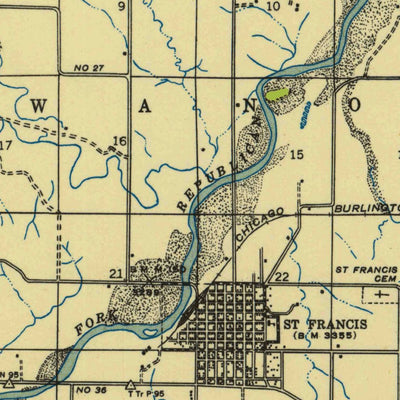 United States Geological Survey Saint Francis, KS (1943, 62500-Scale) digital map