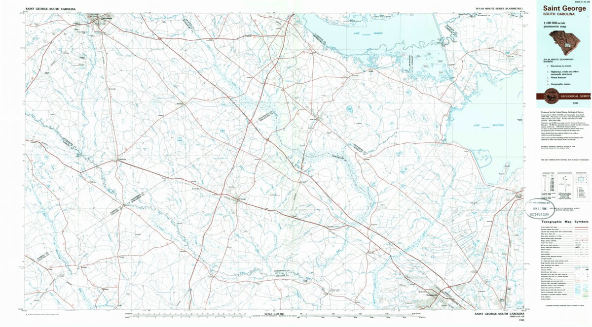 Saint George, SC (1985, 100000-Scale) Map by United States Geological ...