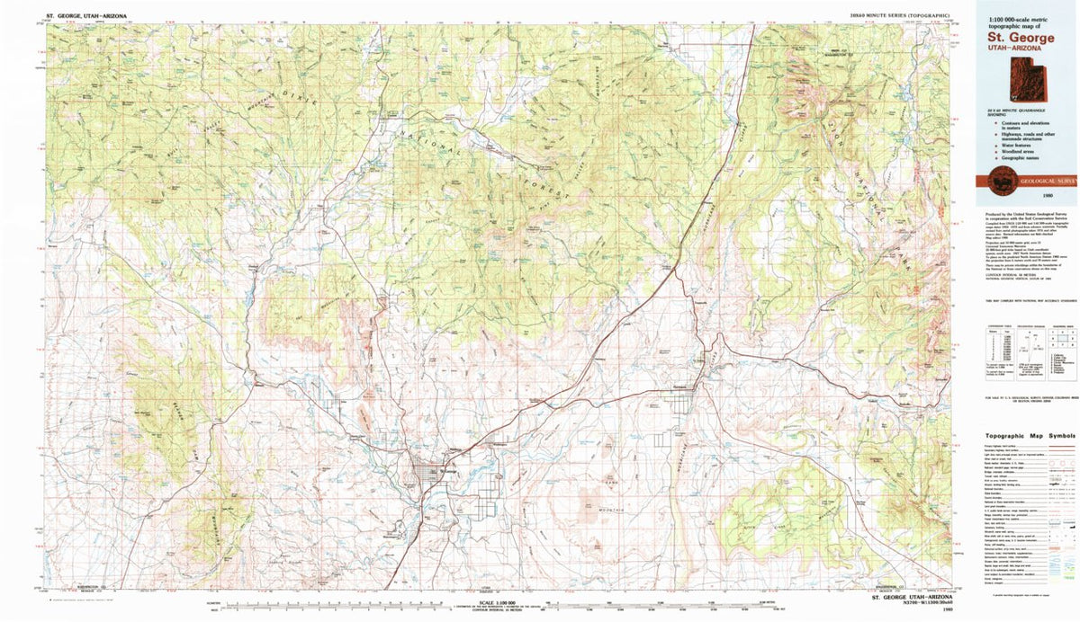 Saint George, UT-AZ (1980, 100000-Scale) Map by United States ...