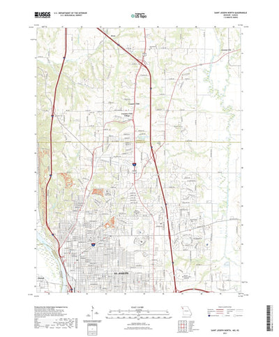 United States Geological Survey Saint Joseph North, MO (2021, 24000-Scale) digital map