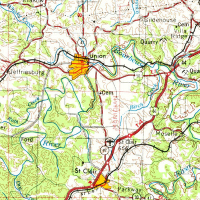United States Geological Survey Saint Louis, MO-IL (1963, 250000-Scale) digital map