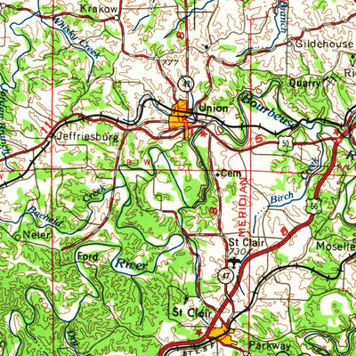 United States Geological Survey Saint Louis, MO-IL (1966, 250000-Scale) digital map