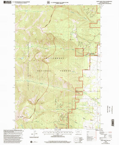 United States Geological Survey Saint Mary Peak, MT (1998, 24000-Scale) digital map