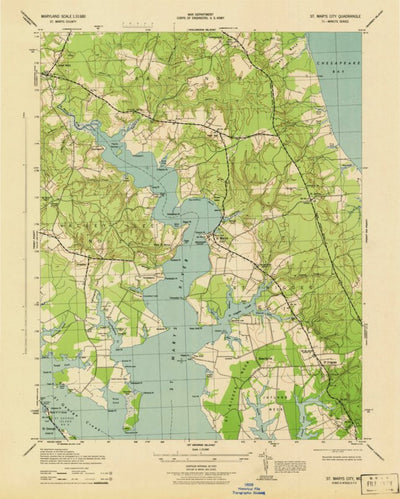 United States Geological Survey Saint Marys City, MD (1943, 31680-Scale) digital map