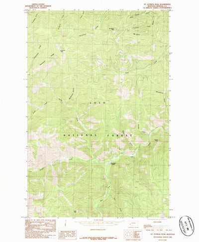 United States Geological Survey Saint Patrick Peak, MT (1985, 24000-Scale) digital map