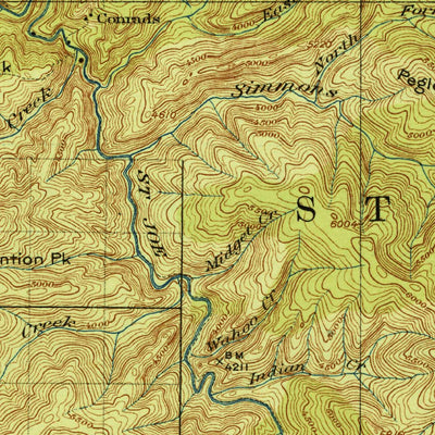 United States Geological Survey Saint Regis, MT-ID (1919, 125000-Scale) digital map