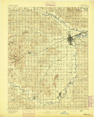 United States Geological Survey Salina, KS (1892, 125000-Scale) digital map