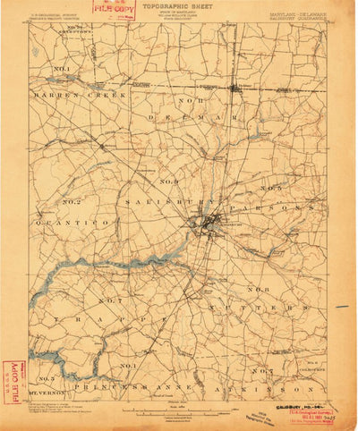 United States Geological Survey Salisbury, MD-DE (1901, 62500-Scale) digital map