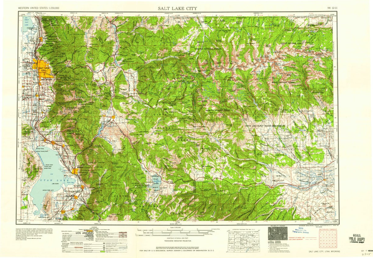 Map Scale Utah Salt Lake City, UT-WY (1958, 250000-Scale) Map by United States ...
