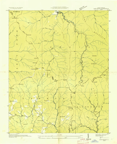 United States Geological Survey Sam Knob, NC (1935, 24000-Scale) digital map