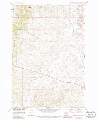 United States Geological Survey Samuelson Ranch, MT (1966, 24000-Scale) digital map