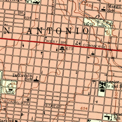 United States Geological Survey San Antonio West, TX (1953, 24000-Scale) digital map