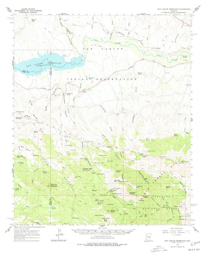 United States Geological Survey San Carlos Reservoir, AZ (1962, 62500-Scale) digital map