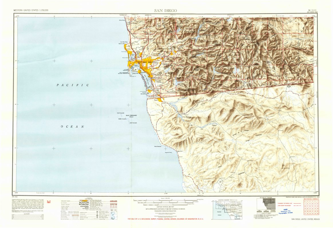 1:62500 Scale Map San Diego California Topo Map 1904 - 1:62500 Scale ...