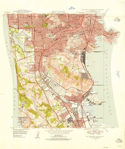 United States Geological Survey San Francisco South, CA (1947, 24000-Scale) digital map