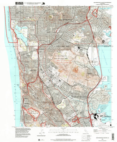 United States Geological Survey San Francisco South, CA (1995, 24000-Scale) digital map