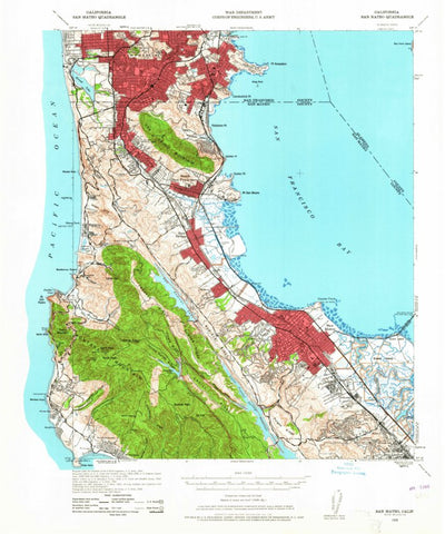 United States Geological Survey San Mateo, CA (1939, 62500-Scale) digital map