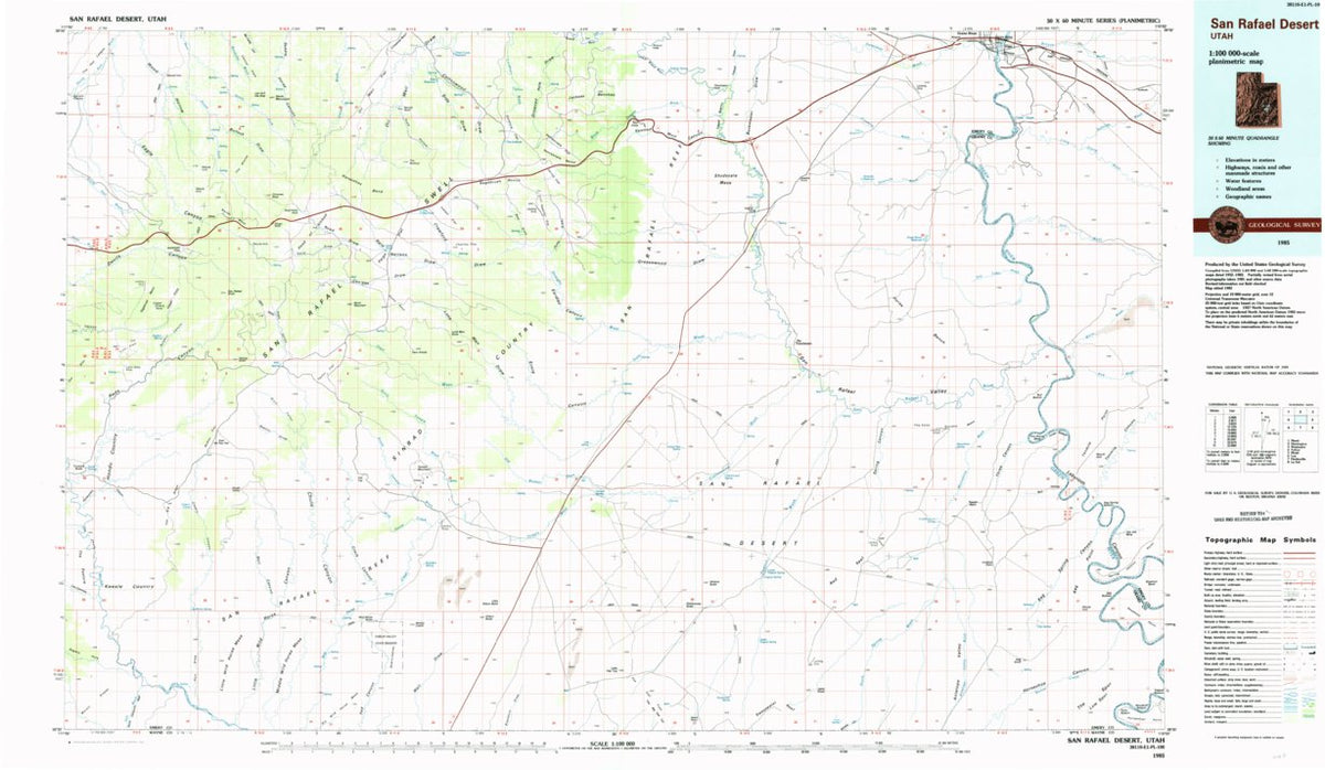 San Rafael Desert, UT (1985, 100000-Scale) Map by United States ...