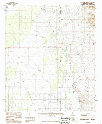 United States Geological Survey San Simon Cienega, NM-AZ (1987, 24000-Scale) digital map