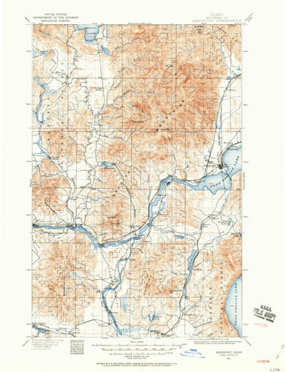 United States Geological Survey Sand Point, ID (1911, 125000-Scale) digital map