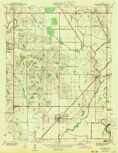 United States Geological Survey Sandborn, IN (1943, 24000-Scale) digital map