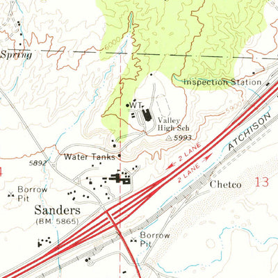 United States Geological Survey Sanders, AZ (1971, 24000-Scale) digital map