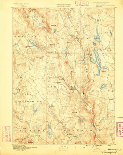 United States Geological Survey Sandisfield, MA-CT (1888, 62500-Scale) digital map