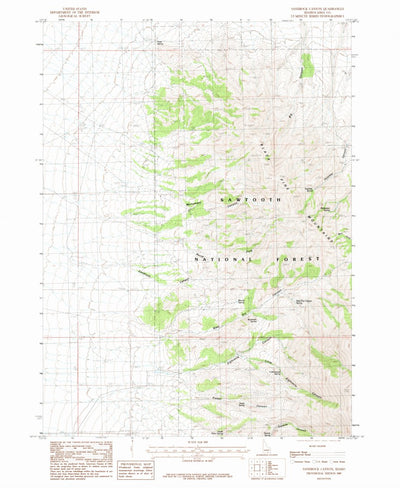 United States Geological Survey Sandrock Canyon, ID (1985, 24000-Scale) digital map