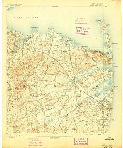 United States Geological Survey Sandy Hook, NJ-NY (1893, 62500-Scale) digital map