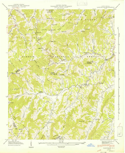 United States Geological Survey Sandymush, NC (1942, 24000-Scale) digital map
